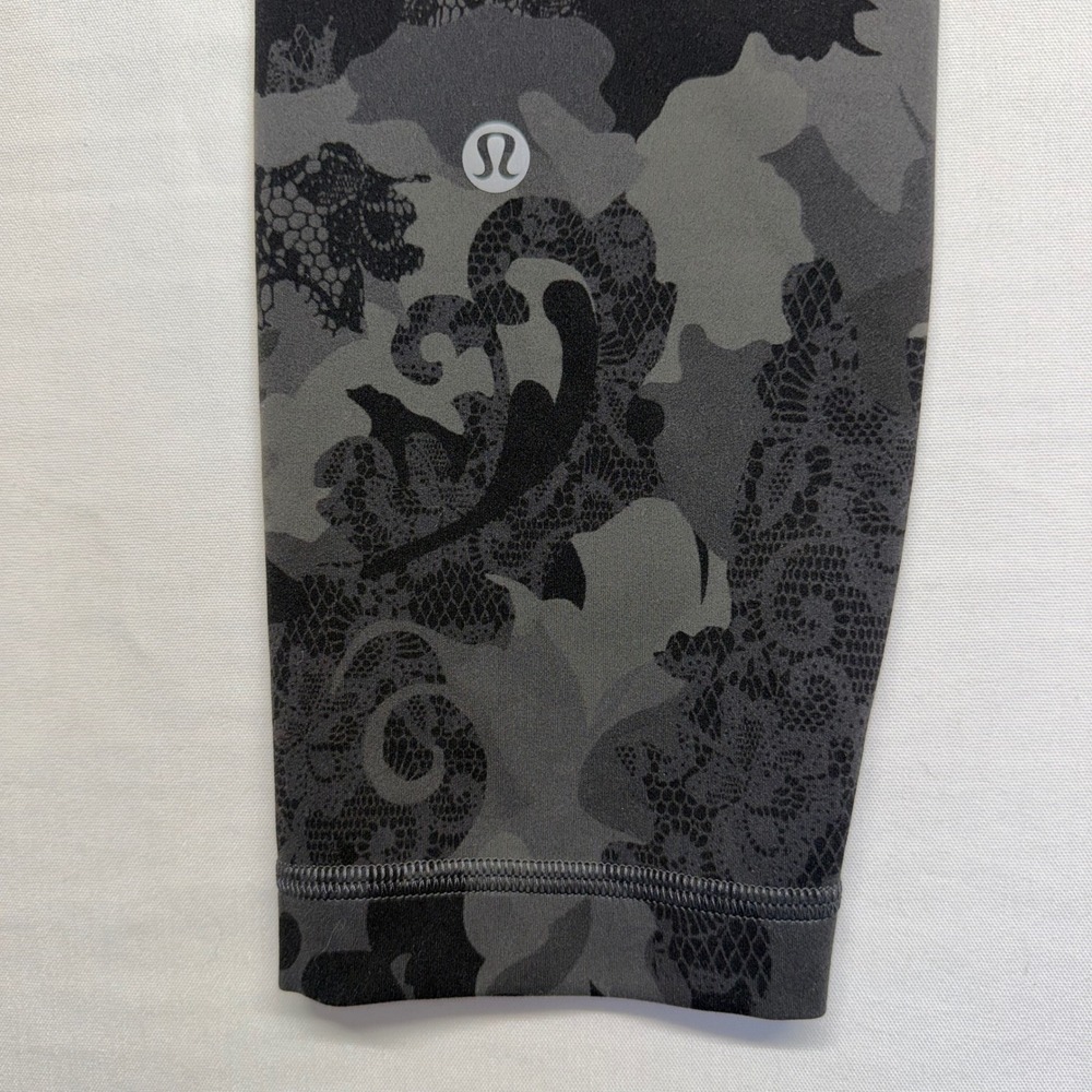 Lululemon Wunder Under Camo‎ Cropped Leggings 4 Black High Rise Yoga LW6BNKS - Picture 5 of 6